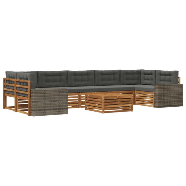 Utomhussoffset 8 pcs Naturlig och Antracit