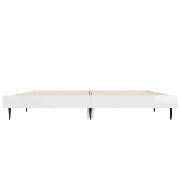 Sängram vit högglans 140x190 cm konstruerat trä