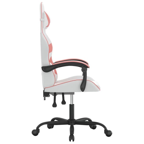 Gamingstol vit och rosa konstläder