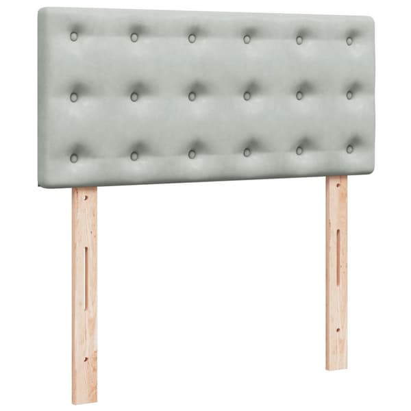 Ramsäng med madrass ljusgrå 100x200 cm sammet