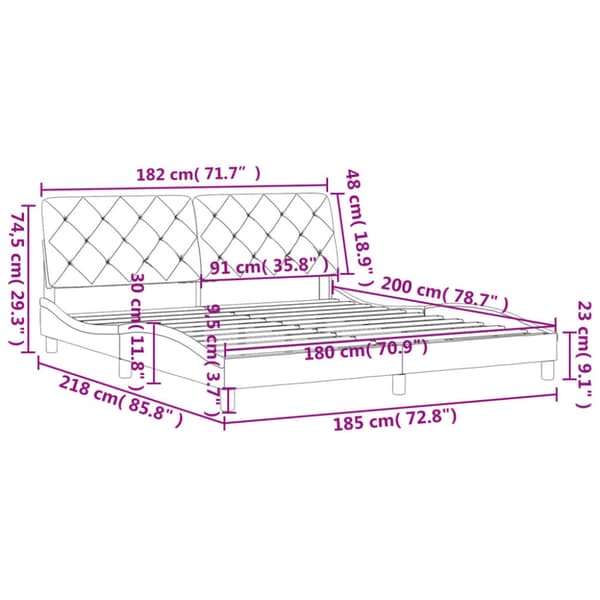 Bed Frame without Mattress Dark Grey 180x200 cm Velvet