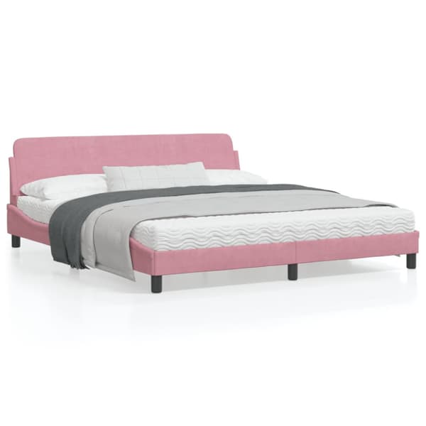 Bed Frame with Headboard "Dover" Pink 180x200 cm Velvet