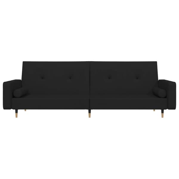 Bäddsoffa 2-sits med två kuddar svart sammet