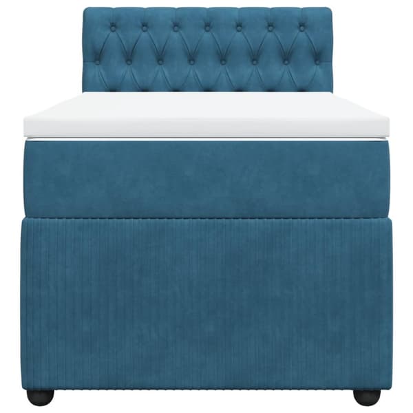 Ramsäng med madrass blå 90x190 cm sammet