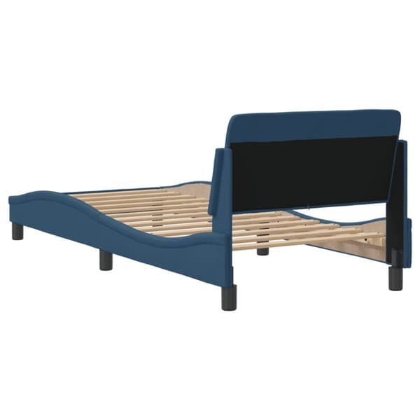 Bed Frame with Headboard "Dover" Blue 90x190 cm Fabric