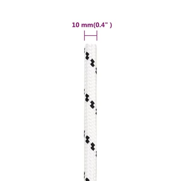 Båtlina flätad vit 10 mm x 25 m polyester