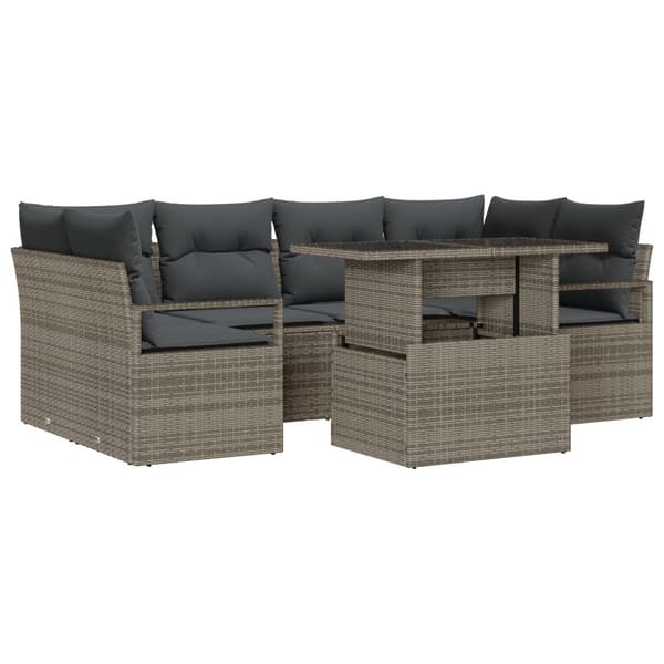 Trädgårdsoffset med lagring 7 pcs Grå Poly rattan