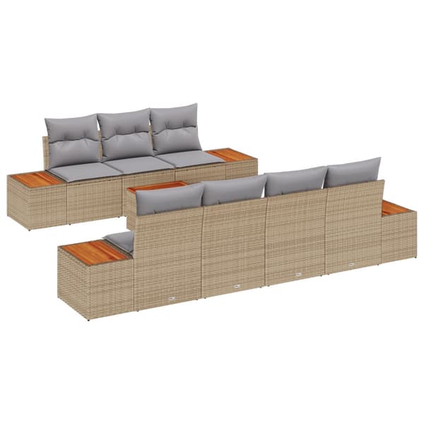 Trädgårdsoffset med kudde 8 pcs Beige Poly rattan