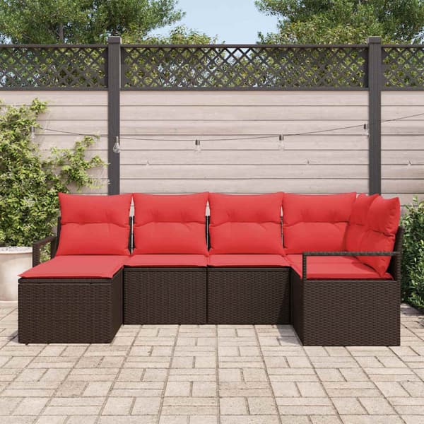 Soffset med kudde 6 pcs Brun konstrotting