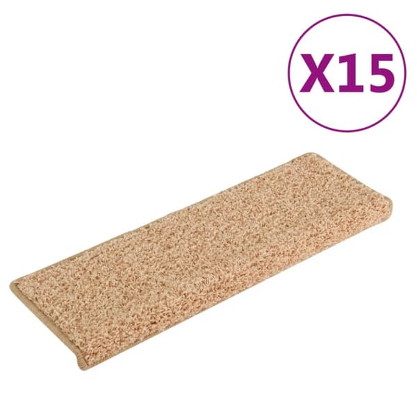 Trappmattor 15 st 65x21x4 cm guldfärgade rektangulära kanter