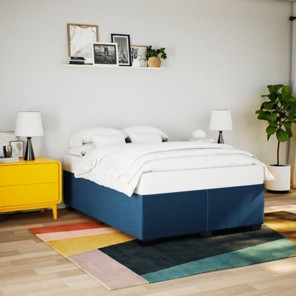 Ramsäng med madrass blå 160x200 cm tyg