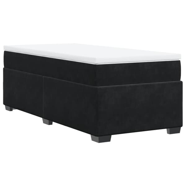 Ramsäng med madrass svart 90x190 cm sammet