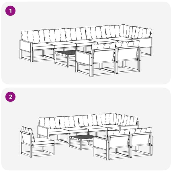 Utomhussoffset med kudde 9 pcs Naturlig och Grädde