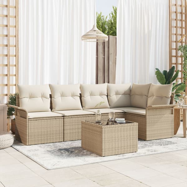 Trädgårdsoffset 6 st Beige konstrotting