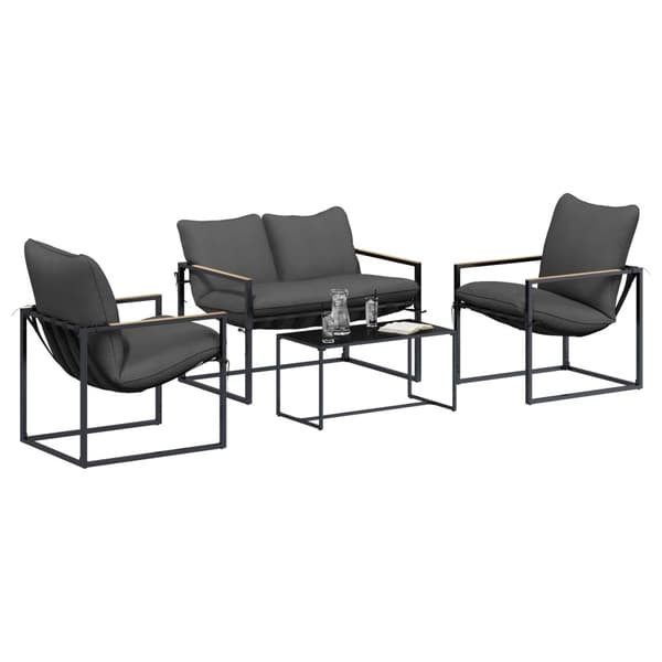 Trädgårdsoffset 4 pcs Svart och Anthracit Stål