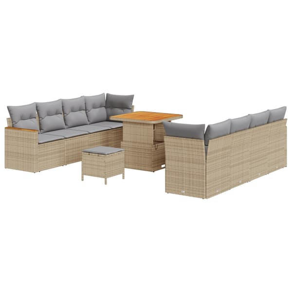 Trädgårdsoffset 11 pcs Beige konstrotting