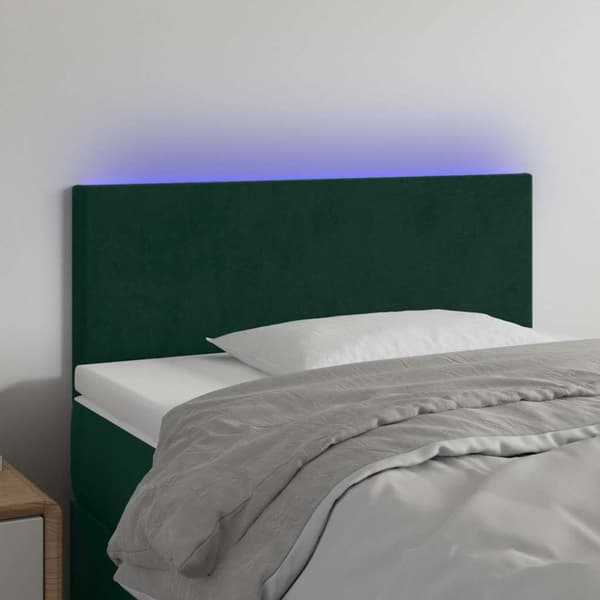 Sänggavel LED mörkgrön 90x5x78/88 cm sammet
