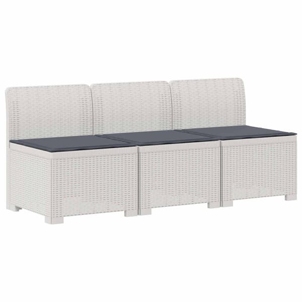 3-sits trädgårdsoffa med kuddar Rattan-look PP Vit