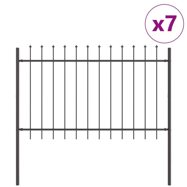 Trädgårdsstängsel 7 pcs Grå 11,9 x 1,2 m Pulverlackerad stål