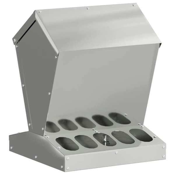 Hönsfodertråg Silver 30 x 30 x 39 cm Galvaniserat Stål