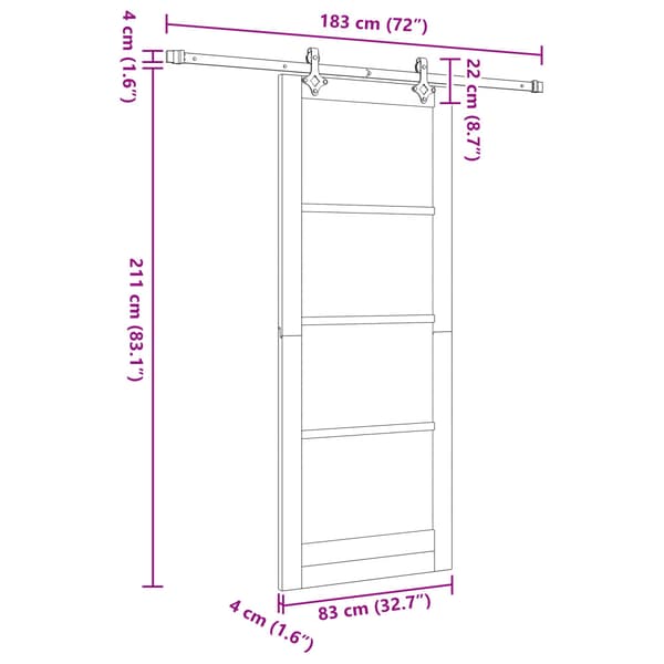 Skjutdörr ORKDAL Vit och svart 83 x 211 cm