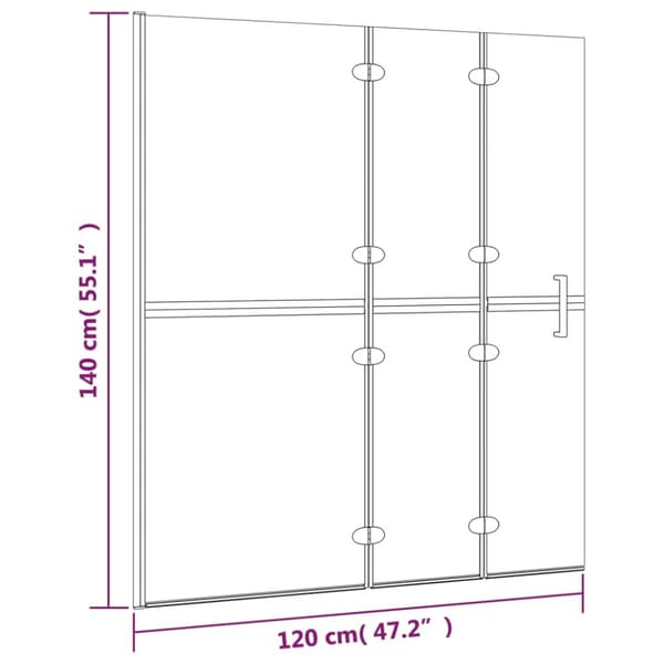 Duschvägg vikbar ESG 120x140 cm vit