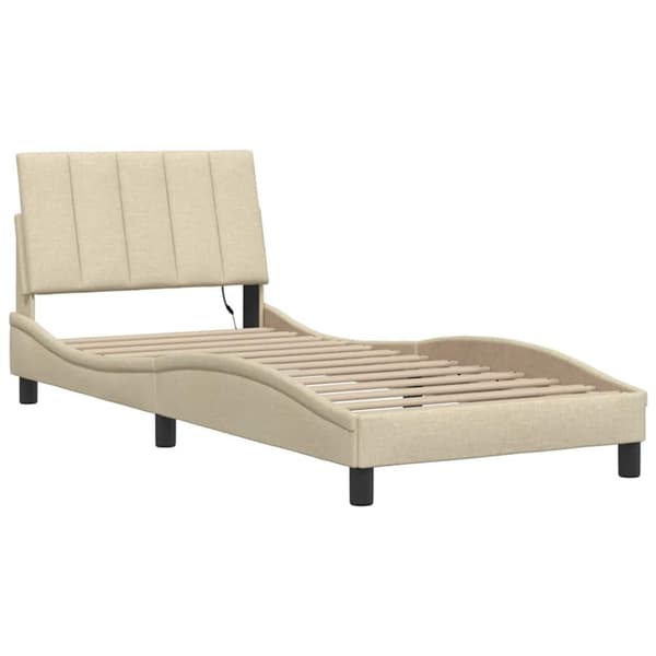Bed Frame without Mattress "Hanko" Cream 80x200cm Fabric