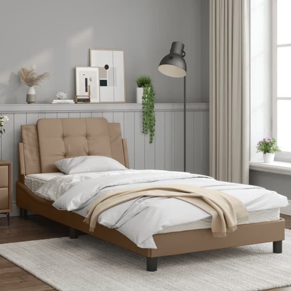 Bed Frame with LED without Mattress "Zadar" Cappuccino 100x200 cm