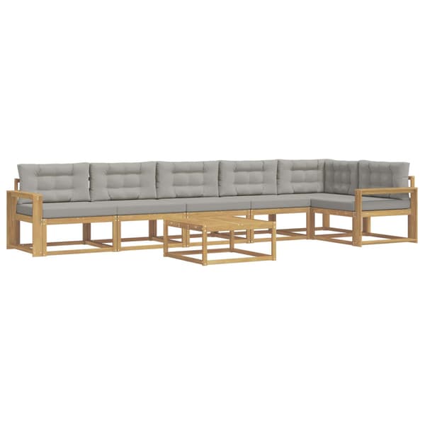 Utomhussoffset 7 pcs Vit och ljusgrå 79 x 79 x 37 cm Polyester