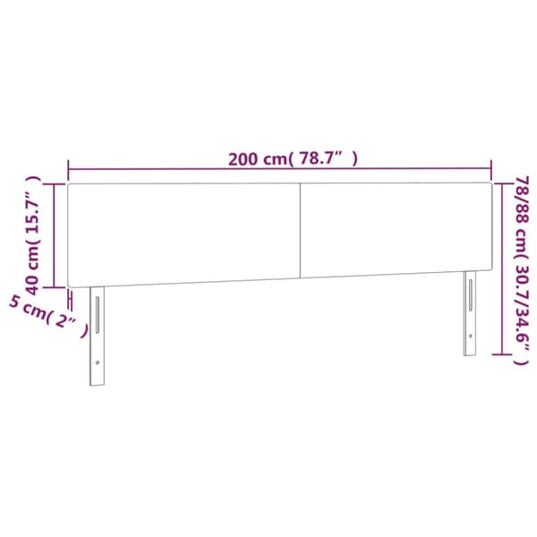 Sänggavel LED mörkgrå 200x5x78/88 cm sammet