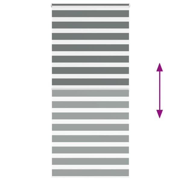 Rullgardin zebra mörkgrå 100x200 cm tyg bredd 95,9 cm polyester