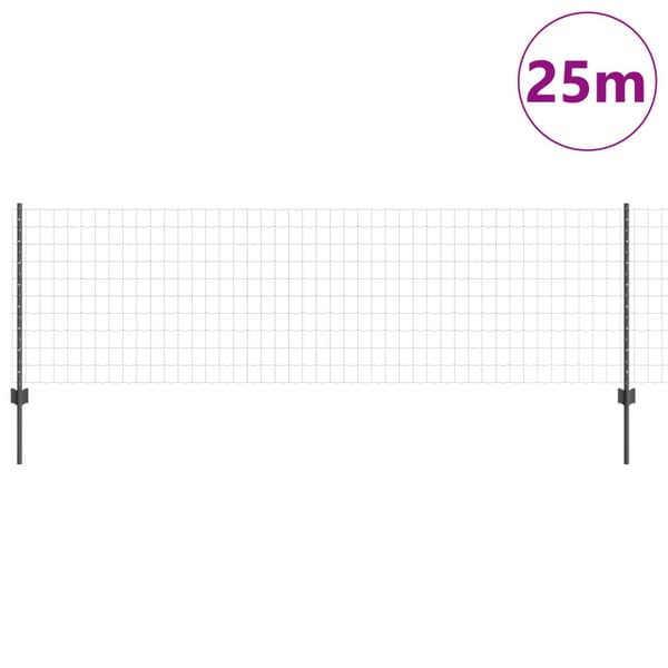 Stängsel med stolpe Grå 0,8 x 25 m Stål