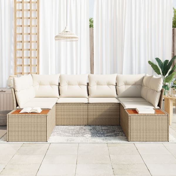 Trädgårdsoffset 6 st Beige konstrotting