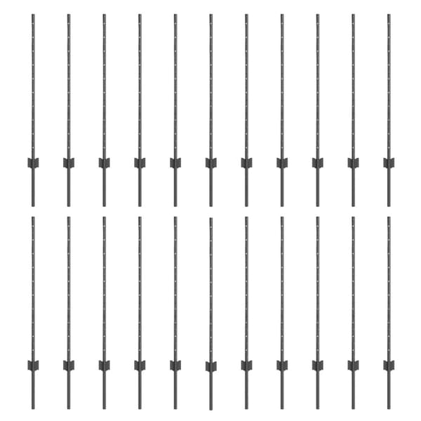 Stängselstolpe 22 pcs Grå 140 cm Stål