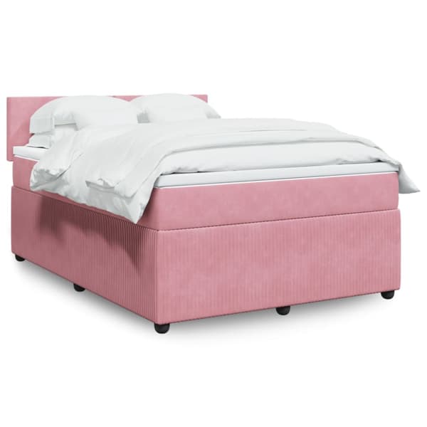 Ramsäng med madrass rosa 160x200 cm sammet
