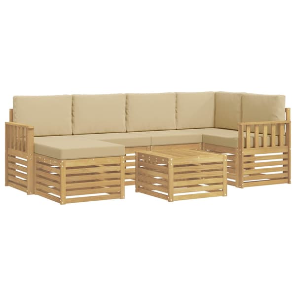 Utomhussoffset 7 pcs Vit och Beige 59 x 59 x 37 cm Polyester