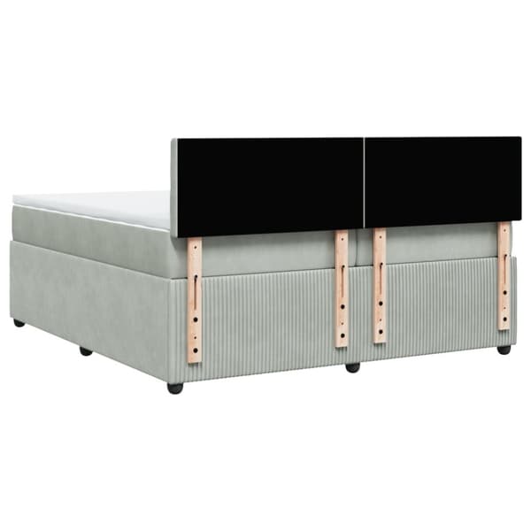 Ramsäng med madrass ljusgrå 200x200 cm sammet