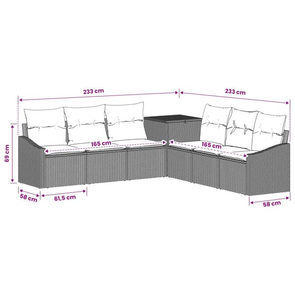 Soffset 7 pcs Svart Poly Rattan och stål