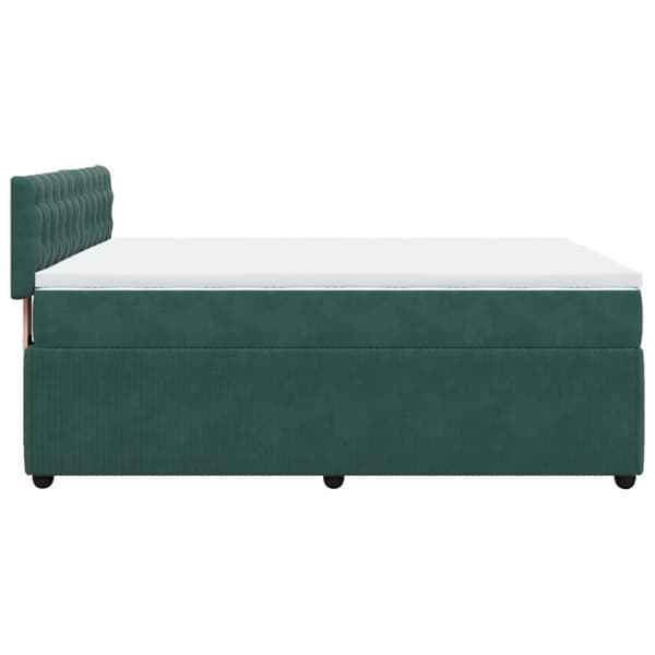 Ramsäng med madrass mörkgrön 140x190 cm sammet