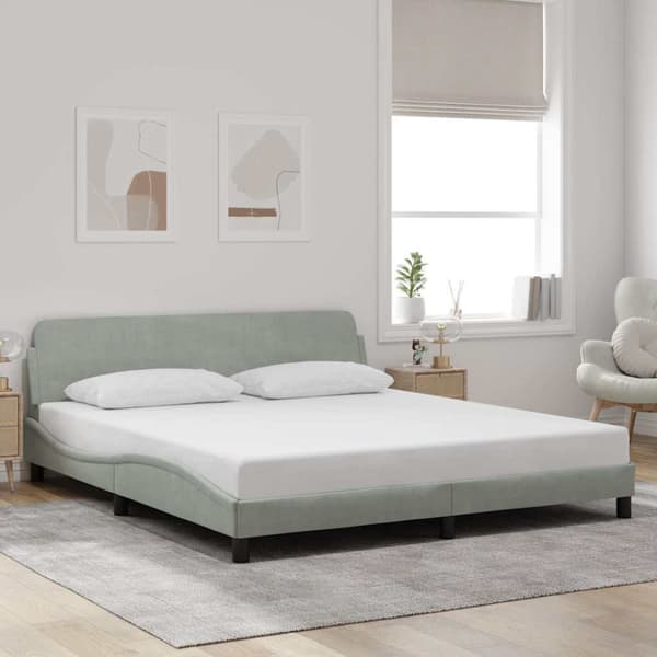 Bed Frame "Dover" Light Grey 183x213 cm Velvet