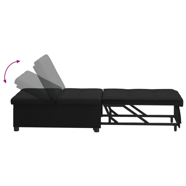 Pull Out Sofa Bed Svart 194 x 50 x 82 cm tyg