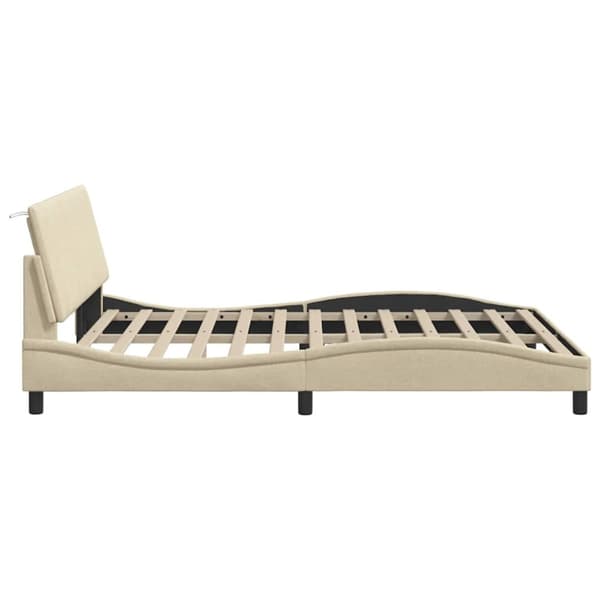 Bed Frame without Mattress "Hanko" Cream 160x200cm Fabric
