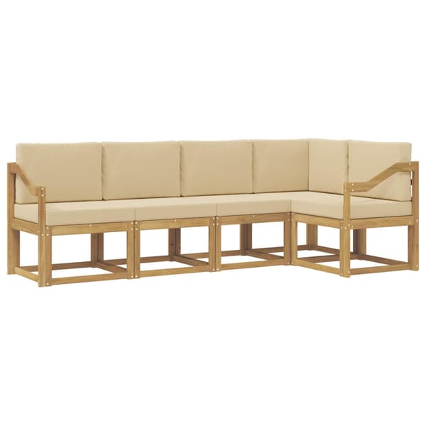 Utomhussoffset med kudde 5 pcs Vit och Beige