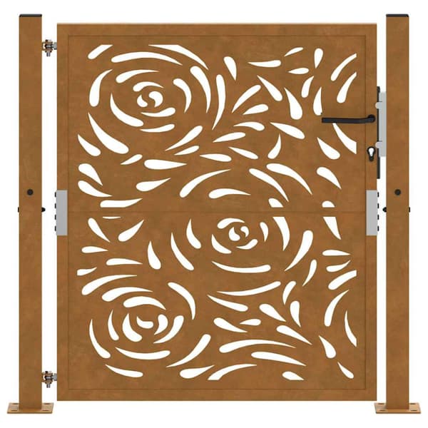 Trädgårdsgrind 100x100 cm väderbeständig stålflammdesign