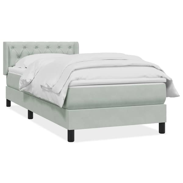 Ramsäng med madrass ljusgrå 80x220 cm sammet