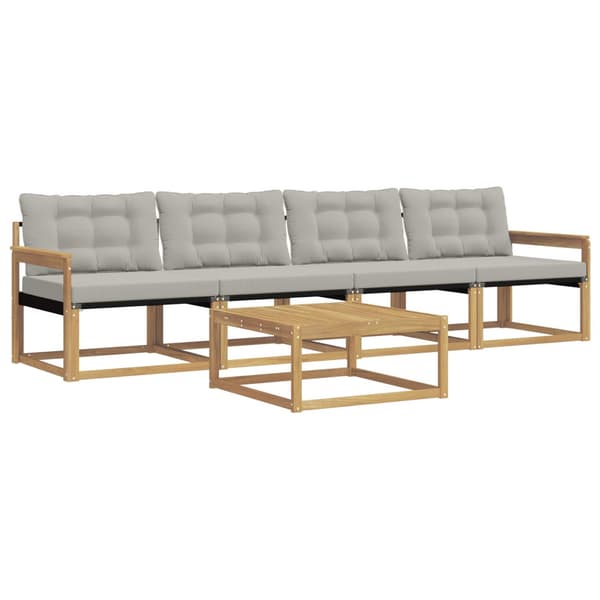 Utomhussoffset 5 pcs Vit och ljusgrå 79 x 79 x 37 cm