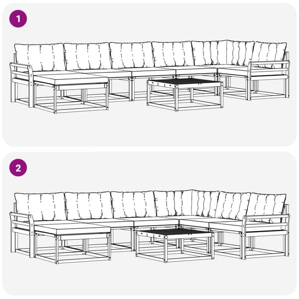 Utomhussoffset 8 pcs Vit och grädde 79 x 79 x 37 cm