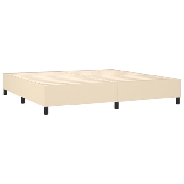 Boxspring-sängram gräddvit 200x200 cm tyg