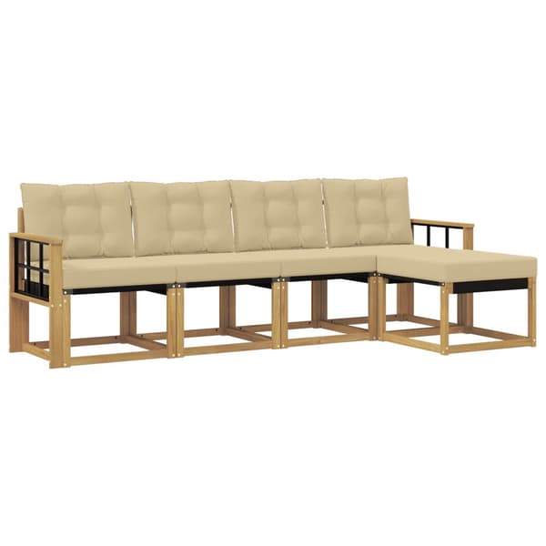 Utomhussoffset med kudde 5 pcs Vit och Beige