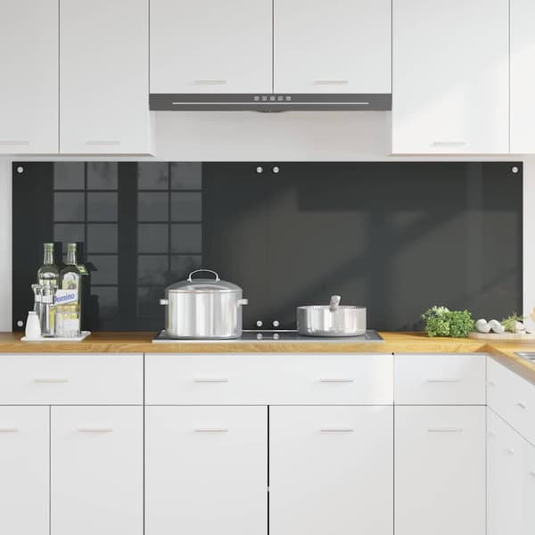 Köksskydd 2 pcs Mörkgrå 90 x 60 cm härdat glas